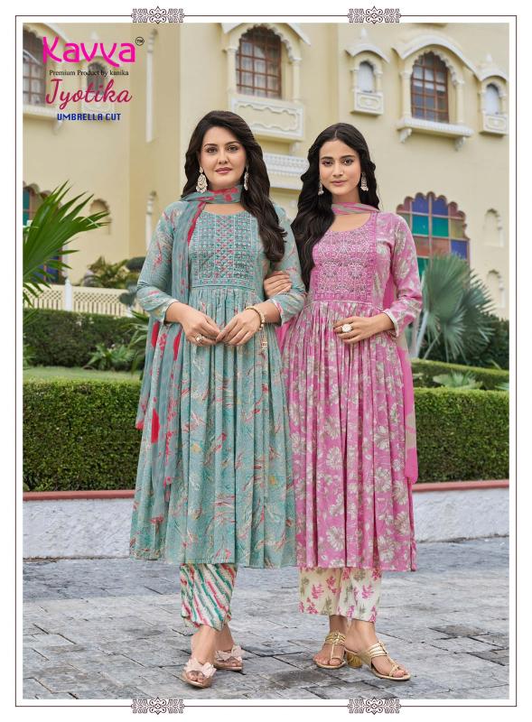 Kavya jyotika vol 40 umbrella cut 3pcs kurtis wholesale